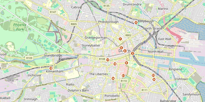 Map of Dublin in Revolution 1913–1923 with each stop marked