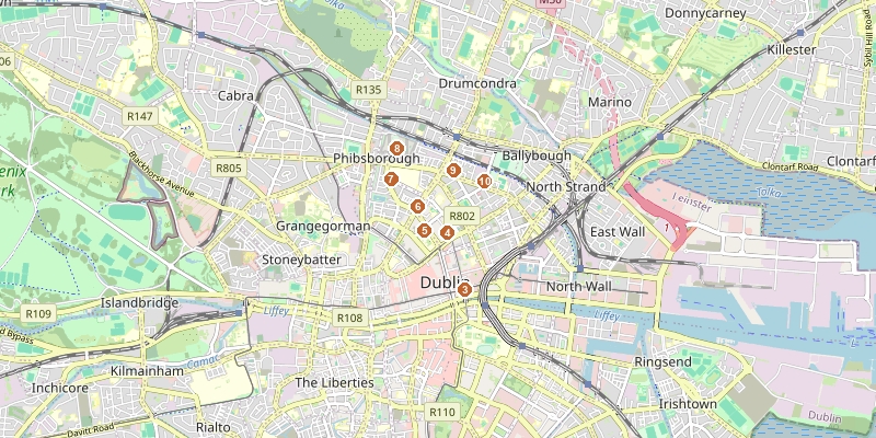 Map of Literary Dublin: North with each stop marked