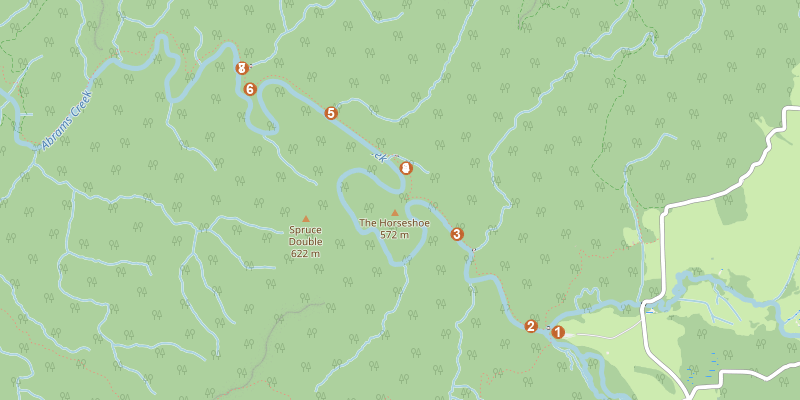 Map of Abrams Falls with each stop marked