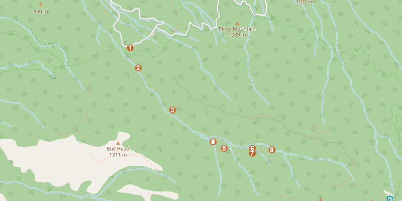 Map of Rainbow Falls with each stop marked
